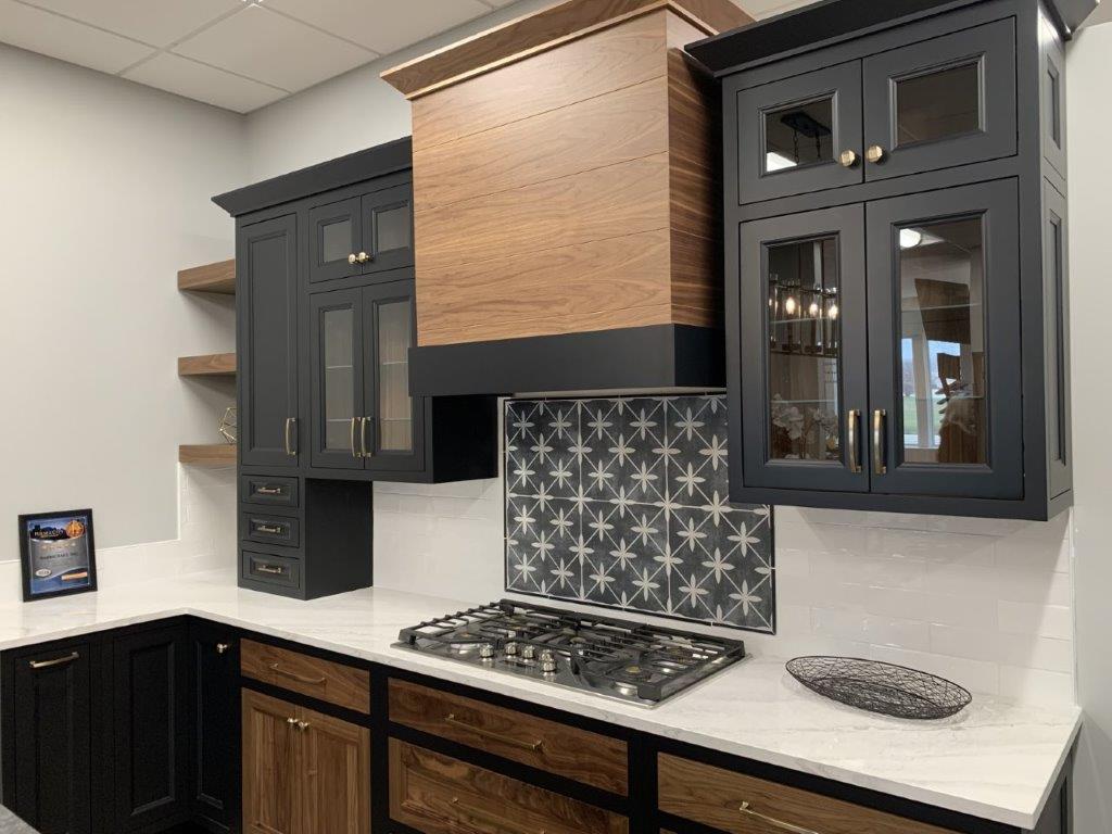 328442-WALNUT & MAPLE/NATURAL & BLACK/MONROE FLAT - Brighton Cabinetry